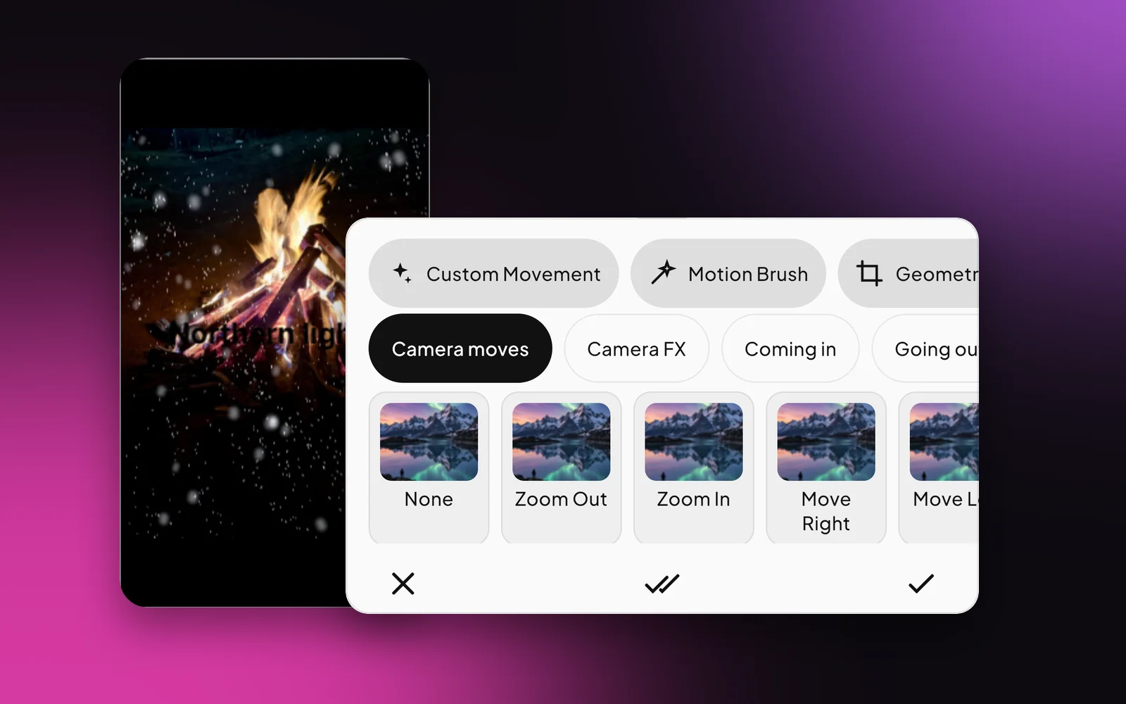 The Swish timeline and tool dock, with Animate beside AI edit.