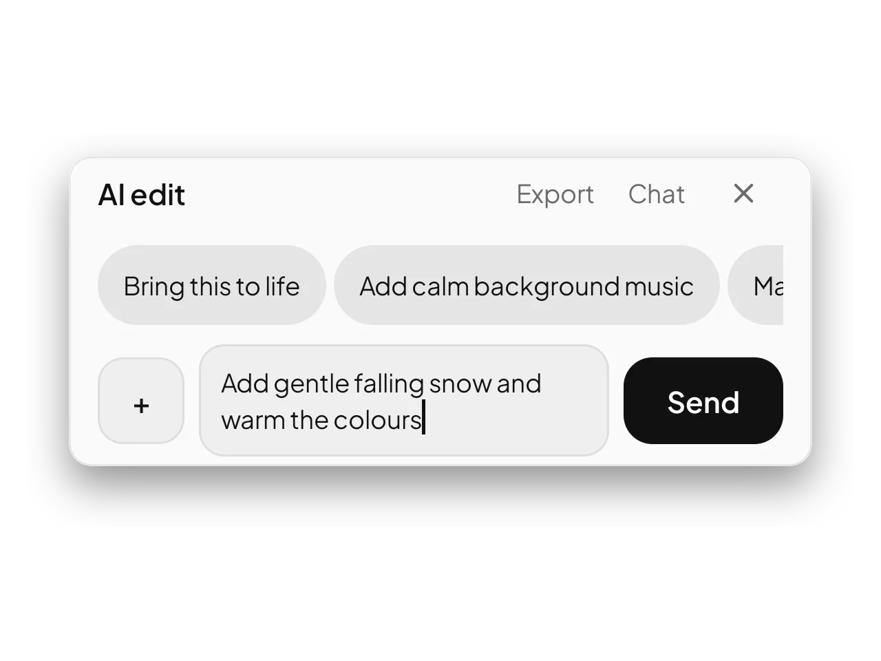 The AI edit chat with suggestions and a message box.