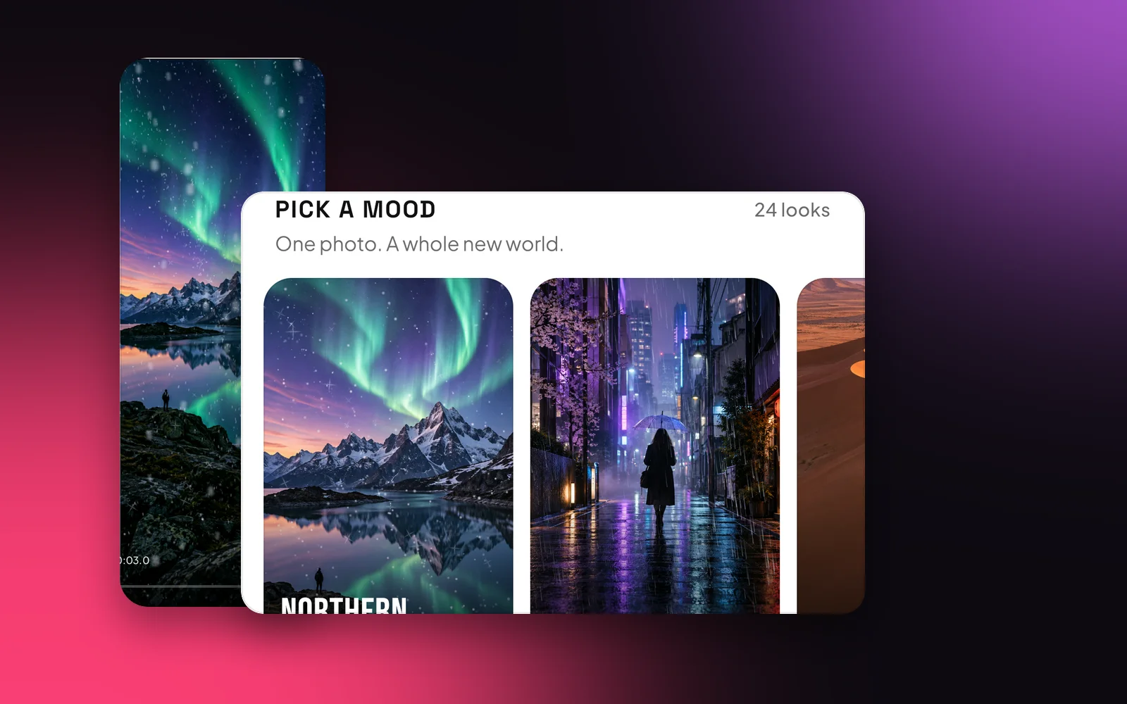 The Swish home screen with Pick a mood: 24 looks.