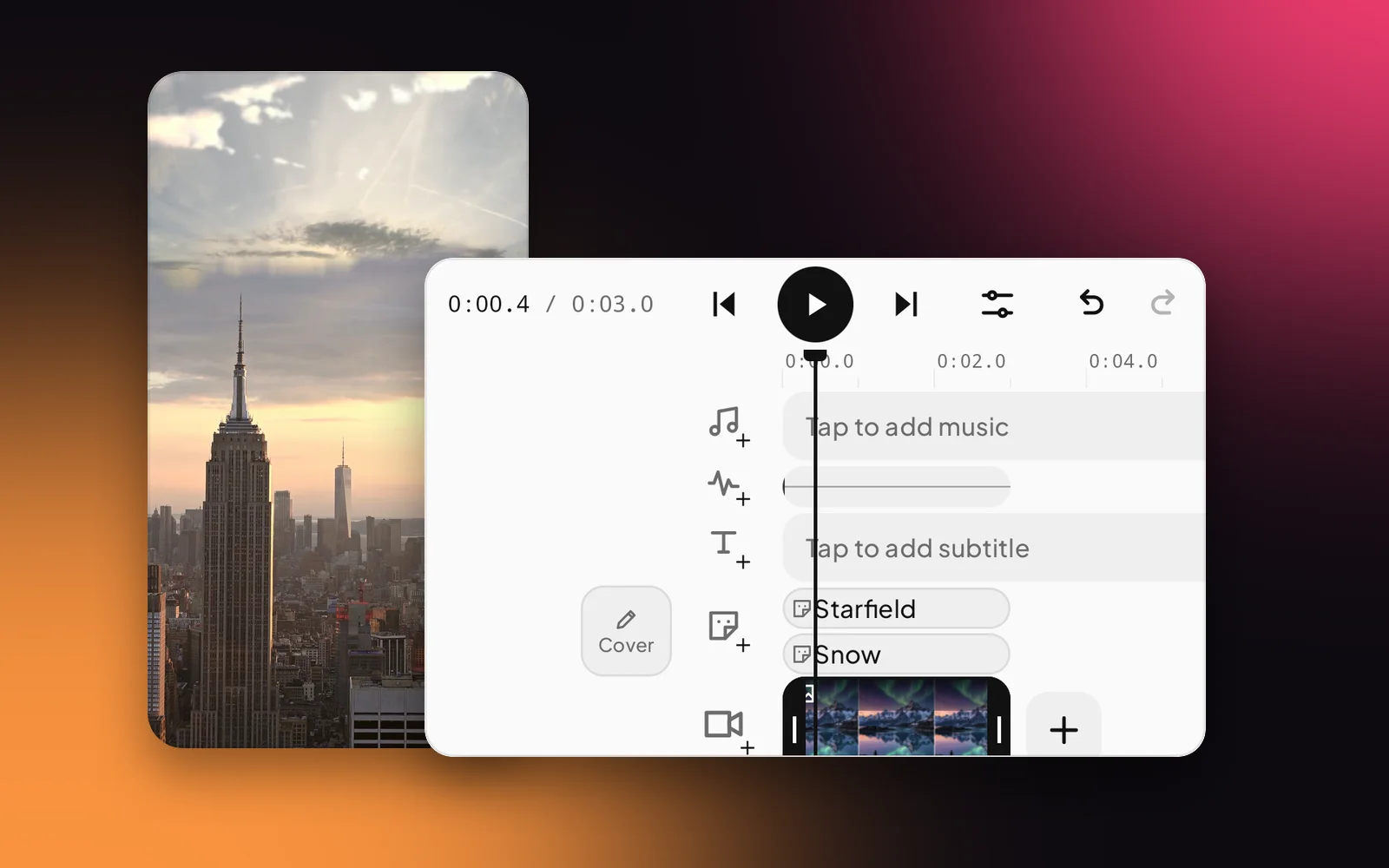The clip bar on a selected clip.