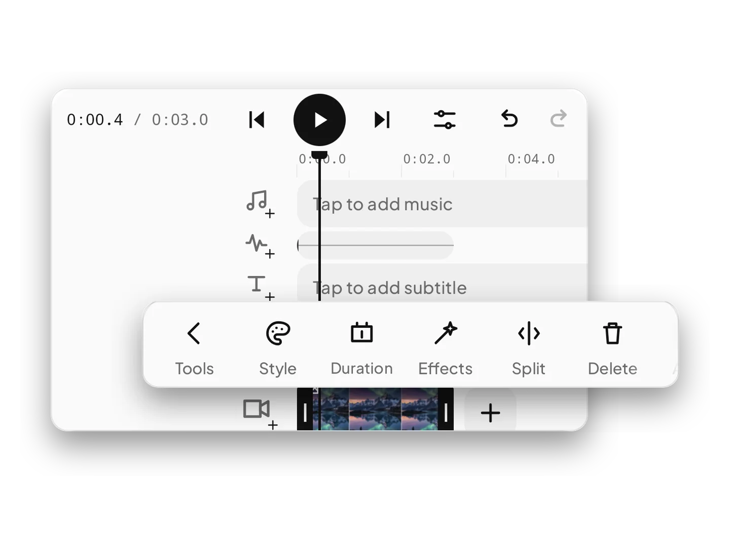 A video clip selected with its tools.