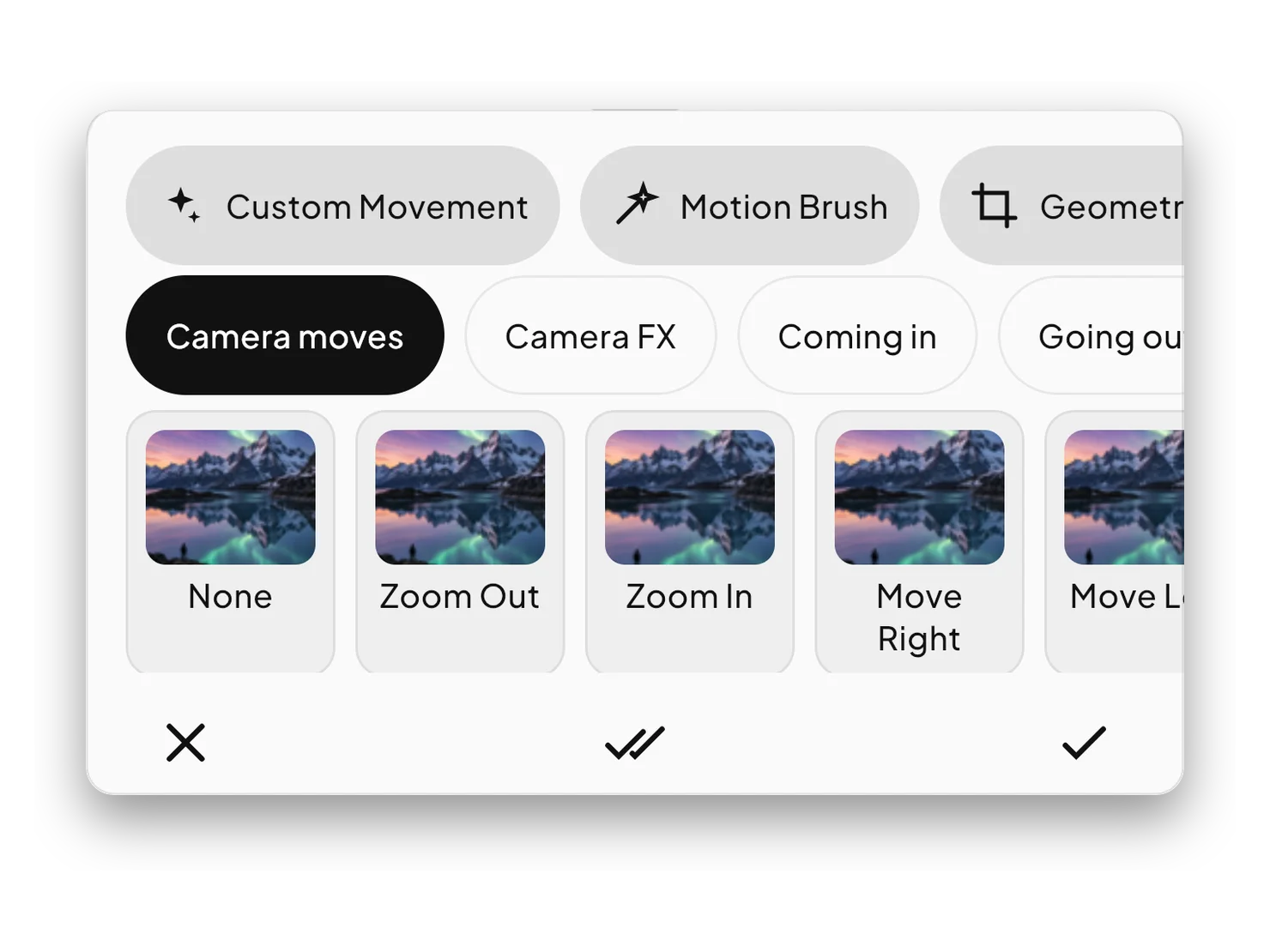 The selection menu for a layer.