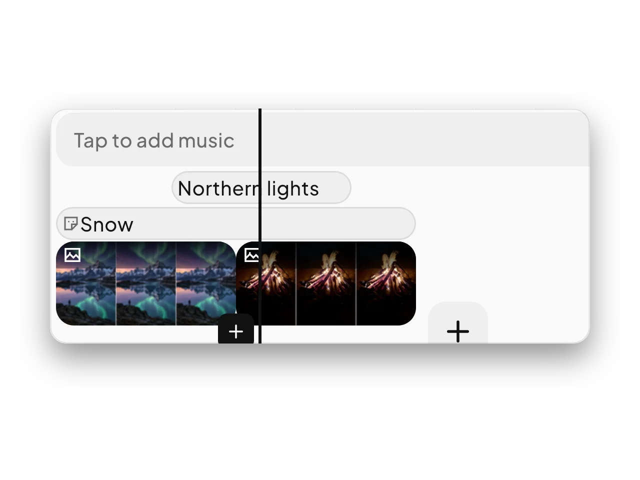 The timeline, with joins between clips.